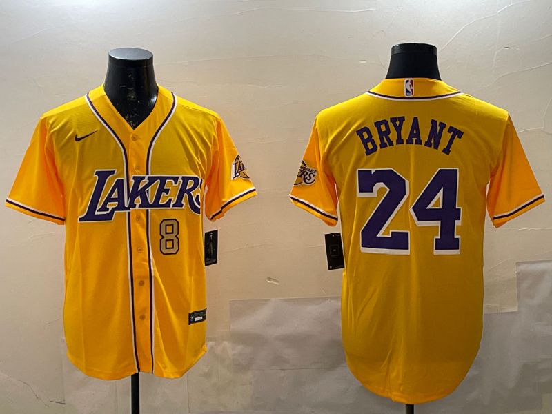 Men Los Angeles Lakers #24 Bryant Yellow Joint Name Nike 2025 NBA Jersey style 2